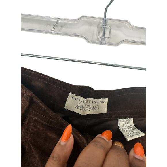 VTG Lord & Taylor Brown Western Leather High Waisted Straight Leg Pant Size 14 - Picture 2 of 12